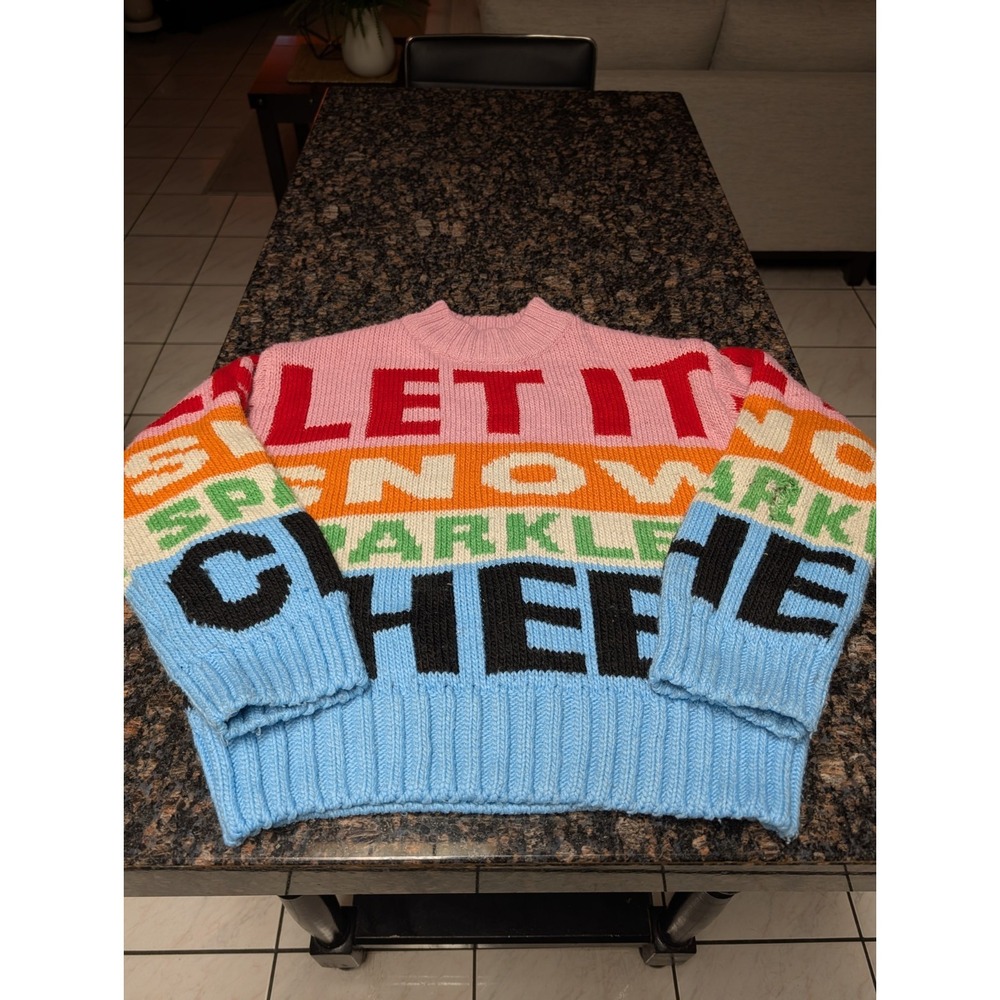 H&M Colorful Let It Snow Sparkle & Cheer Jacquard Knit Sweater Light‎ Pink XS